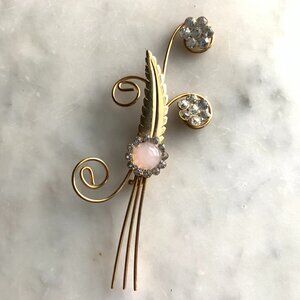 Vintage Feather Filigree Brooch